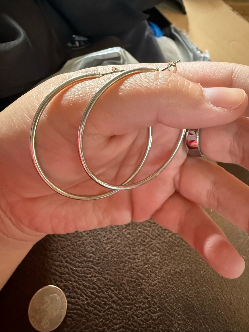 Classic Silver-Tone Large Hoop Earrings - Elegant Everyday Style